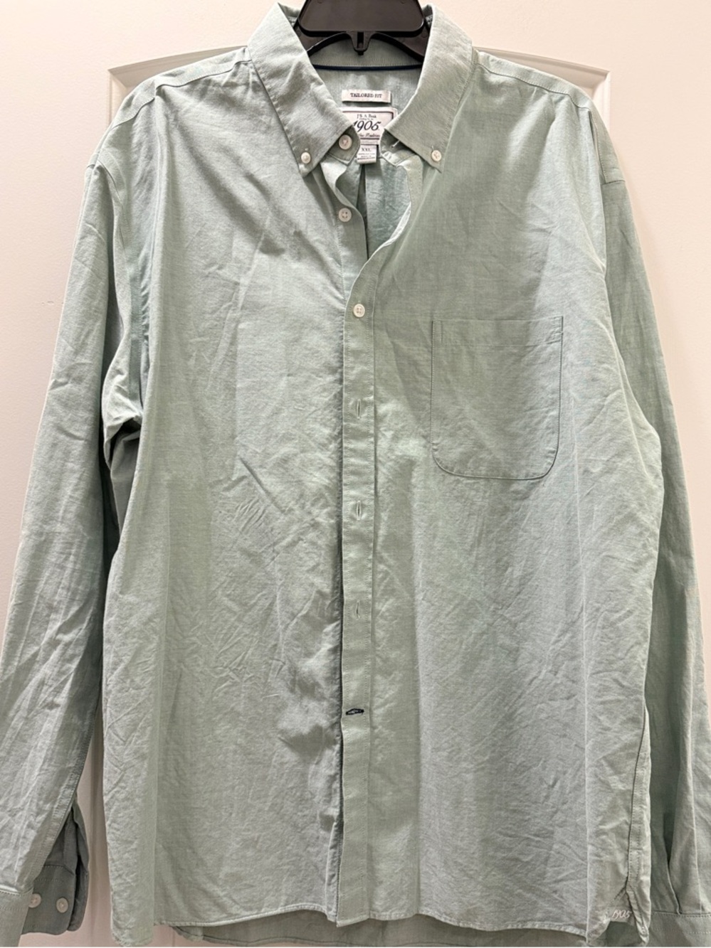 Jos. A. Bank 1905 Label on Sage Green Shirt
